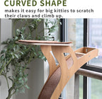 JKXJKX 47" Floor Standing Cat Window Perch with Curved Scratching Ramp, 80 Lbs Heavy Duty Window Bed Seat with Suction Cups, Climbing Tree Furniture for Indoor Cats Bird Watching