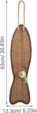 Garneck Hanging Cat Scratcher for Door Knobs - Fish Shaped Sisal Cat Scratch Pad - Ideal for Indoor Pet Promotes Healthy Clawing and Play 20.83X5.23 inch Random Colors