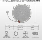 Personalized Cat Scratcher Mat, Customized with Name Text Natural Cotton Rope Round Horizontal Cat Scratching Pads with Ball Toy, Cat Furniture Protector for Wall, Couch, Carpets, Sofa (Black)