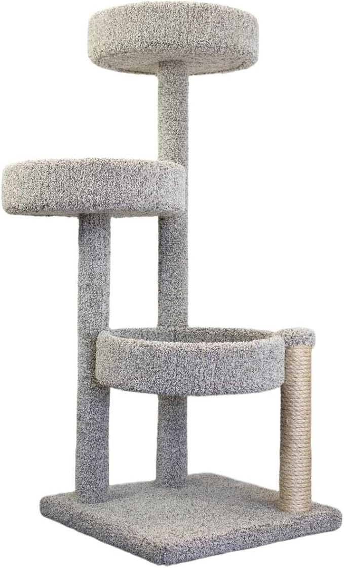 Maykoosh Rustic Recluse Large Cat Tower with Easy to Access Spacious Perches, Carpet Upholstered Cat Tree for All Cat Breeds, Multi-Perch Cat Tree with Sisal Rope Scratch Post Multicolor