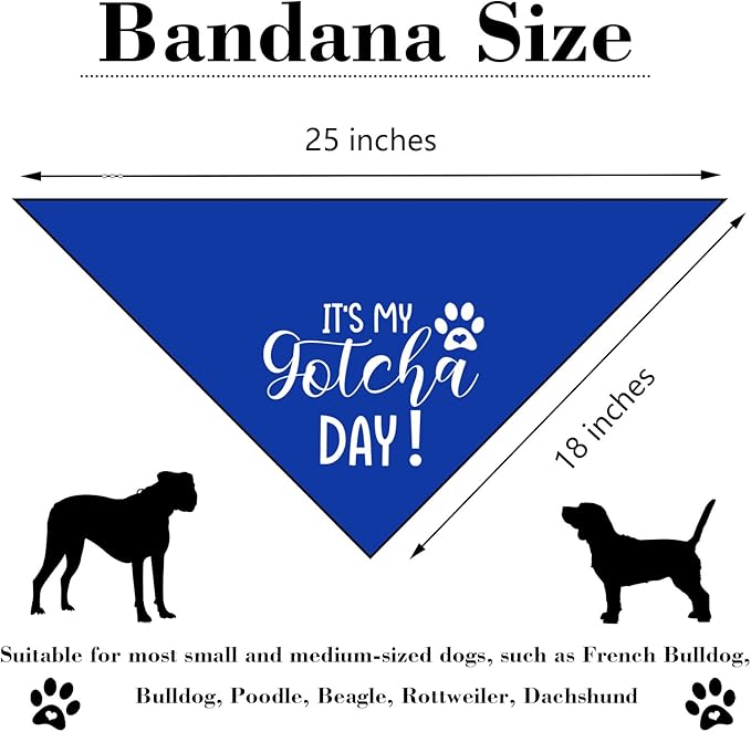 It's My Gotcha Day Blue Dog Bandana Adoption Day Dog Bandana for Dogs Funny Pet Dog Puppy Bandana Photo Prop Accessories for Pet Dog Lovers Owner Gift