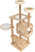 54In Cat Tree Tower Condo Multifunctional Modern Indoor MDF Cat Tower Universal in All Seasons Luxury Multi-Level Cat Condo with Hemp Rope Scratching Posts Clear Space Capsule,33lbs Load
