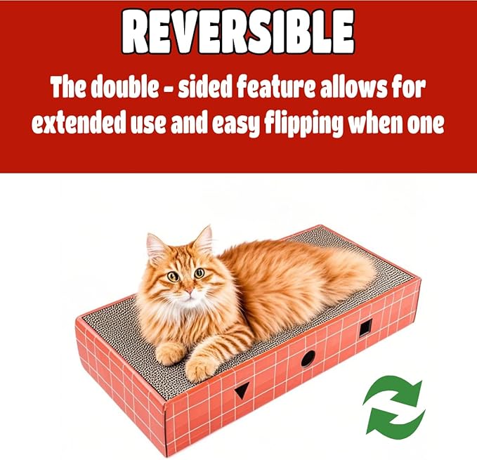 Cat Scratcher Cardboard 3-in-1 Interactive Cat Scratching Board with Bell Ball, Double-Sided Durable Corrugated Cat Toy for Indoor Cats