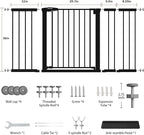 Mumeasy 36" Extra Tall Baby Gate for Doorways, 29.7"-57" Extra Wide Dog Gate for Stairs, Pressure Mounted Auto Close Pet Safety Gate with Easy Walk Thru Door, Large Indoor Child Gate for House, Black