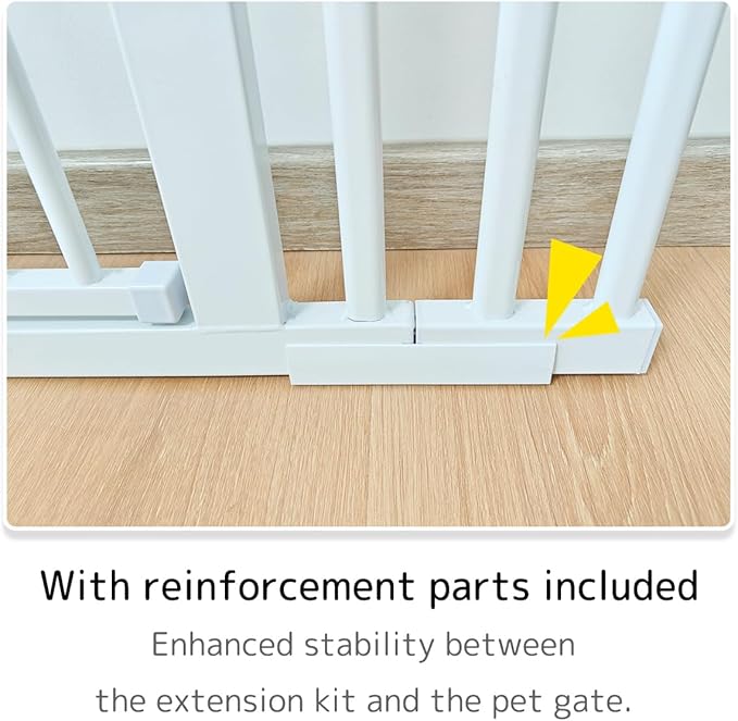 Lumizone Extra Tall Cat Gate Extension Kit 61.02" High Pressure Mounted 2025 New 4.13" Extra Wide 1.37" Gap No Drilling Tall Pet Gate for Dogs (White, 61.02" H x 4.13" W, Extension)