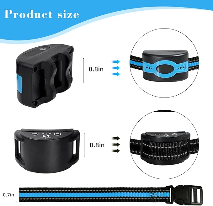 Replacement Collar for Shock Training Bark Collar,Dog Shock Collars Replacement, Nylon Replacement Collar Strap for E Collar Wireless Dog Fence Receivers（2 Piece, Blue+Black）