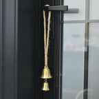 Rustic Brass Hanging Bells for Door Knob Decoration, 13"" Handmade Metal Lucky Home Garden Decor Bell on Rope