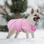 Kuoser Dog Coat, Super-Warm Dog Jacket Windproof Pet Cold Weather Coats for Extra Large Dogs, Fleece Lining Quilted Turtleneck Puppy Snowsuit Reflective Adjustable Doggie Winter Clothes, Pink, 2XL