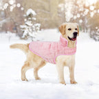 Malier Dog Winter Coat, Reversible Fleece Dog Cold Weather Coats, Windproof Warm Snow Puppy Jacket Vest Pet Clothes for Small Medium Large Dogs (Pink, Large)