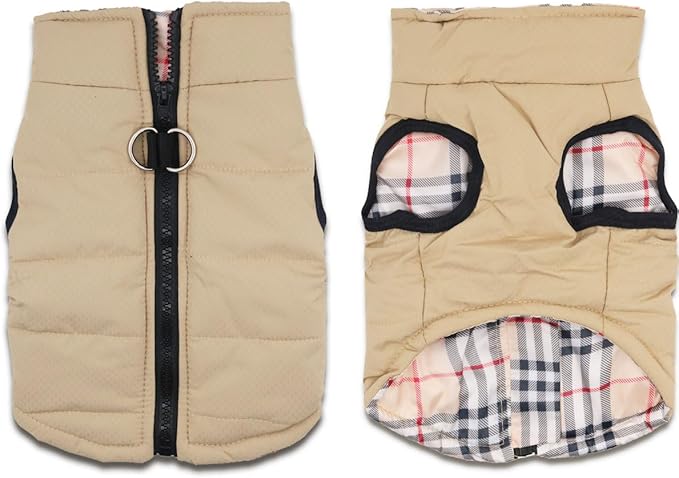 Dog Coats Warm Winter Dogs Jacket Pet Jackets Puppy Cold Weather Coat Pet Clothes for Small Dogs, Khaki, Small