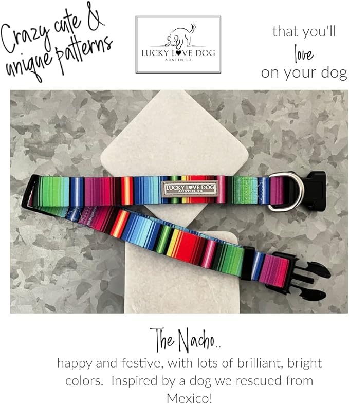 Lucky Love Dog Martingale Dog Collar - Adjustable, No-Slip, Durable, & Soft Webbing Collar for Male and Female Dogs Ideal for Training & Walking - Nacho, Small