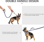 DAGANXI Tactical Dog Collar, Adjustable Military Training Nylon Dog Collar with Control Handle and Heavy Metal Buckle for Medium and Large Dogs, with Patches and Airtags Case (Midnight Blue-Set, M)