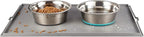 PEGGY11 Deep Stainless Steel Anti-Slip Dog Bowls with Silicone Mat - 2 Bowls + Mat, 6 Cups