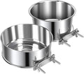 2 Pcs Medium Pet Dog Food Water Bowl for Cage Stainless Steel Non-Spill Kennel Hanging Cats Pets Bowls with Clamp Holder Crate Feeder Dish for Medium Dogs Pets (5.5x3.1'' & 6.3x2.6'')
