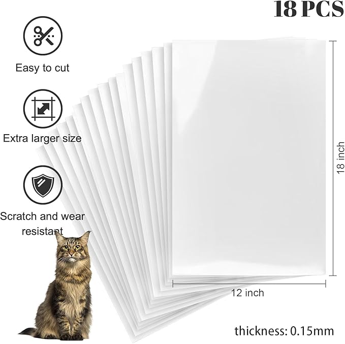Anti Cat Scratch Furniture Protector, 18 Pack Single-Sided Sticky Couch Protector from Cat Claws, Couch Corner Protectors for Cats, Couch Cat Scratch Furniture Protectors from Cats Scratching,18x12in
