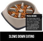 GORILLA GRIP Patented BPA Free Slow Feeder Dog Bowls, Interactive Puzzle Toy for Dogs and Cats Food Training Enrichment, Keeps Pets Busy and Prevents Puppy Overeating, Small Breeds, 1 Cup, Beige