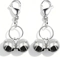 4 Sets Cat Bell for Dog Collar Charm TrainingPet Pendant Accessories with 2 Pack Stainless Steel Dog Tag Clips(2 Medium Silver)