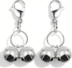 4 Sets Cat Bell for Dog Collar Charm Training Pet Pendant Accessories with 2 Pack Stainless Steel Dog Tag Clips(2 Large Silver)