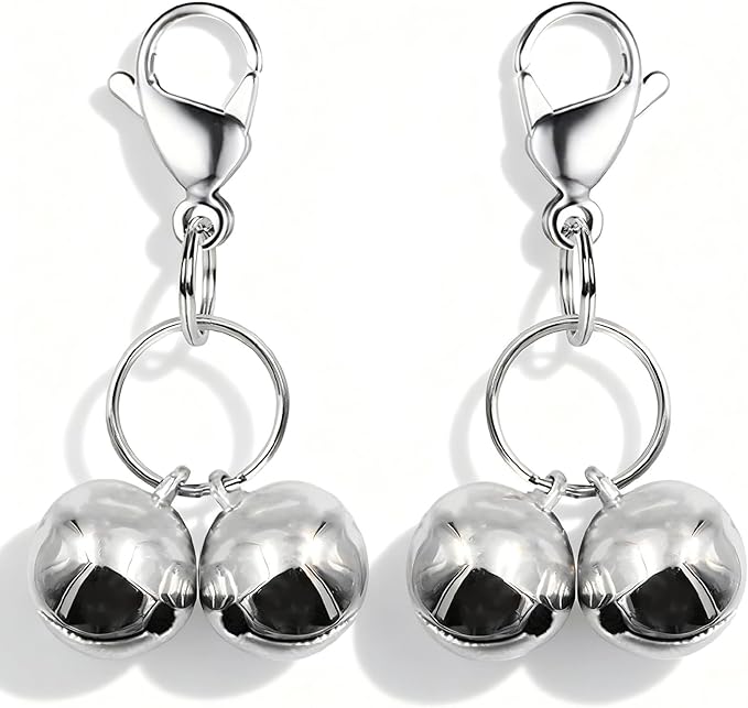 4 Sets Cat Bell for Dog Collar Charm Training Pet Pendant Accessories with 2 Pack Stainless Steel Dog Tag Clips(2 Small Silver)