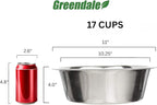 Greendale - 2 Pack - 17 Cup Capacity - Stainless Steel Metal Dog Bowls - Perfect for Dog Food and Water. Wrong Size? Click to Look at Our Size Options.