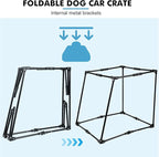 Snagle Paw Portable Dog Crate for Car Travel,Metal Frame Pet Crate,Pet Carrier for Car Back Seat Secures with Headrest Strap and Seatbelt,M