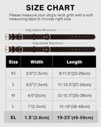 Joytale Genuine Leather Dog Collar for Large Dogs, Heavy Duty Thick Solid Leather for Power Breeds, Sturdy Adjustable Pet Collar with Metal Pin Buckle, Durable for Daily Walking, Brown, XL