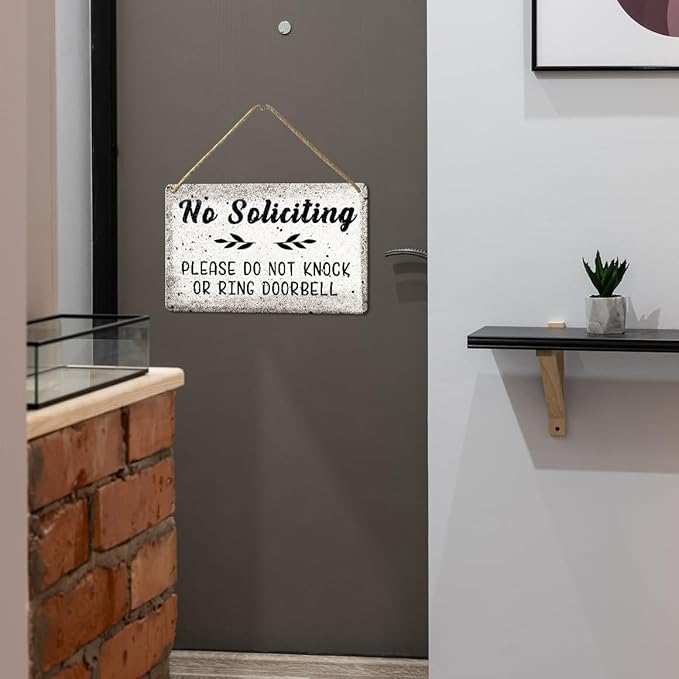 No Soliciting Sign For Home, No Soliciting Door Sign For House Please Do Not Knock Or Ring Doorbell Funny Wooden Funny Hanging Sign