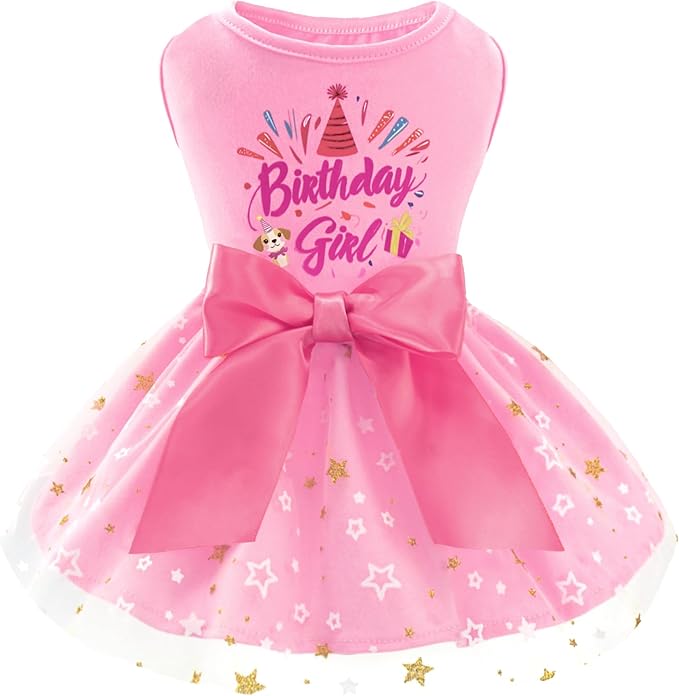 XPUDAC Dog Birthday Dress Puppy Clothes for Small Dogs Girl Birthday Party Tulle Pet Outfit, Cat Appeal-Small