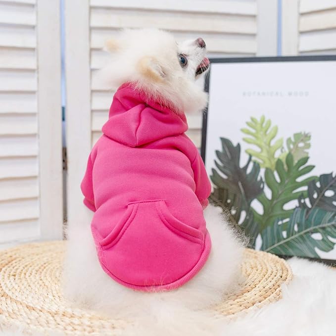 KOOLTAIL Dog Hoodie for Large Medium Small Dogs,Soft and Warm Pet Sweater with Leash Hole and Pocket Boy Girl,Puppy Fall Winter Jacket Clothes,French Pitbull Cold Weather Coat Sweatshirt,Deep Pink S