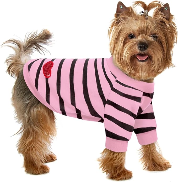 Pet Dog Striped T-Shirt Dogs Cats Cotton Vest Spring Summer Pet Apparel Tee Shirt Suitable for Small and Medium Large Pets French Bulldog Bichon