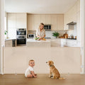 96" Retractable Baby Gates Large Openings, Extra Wide Mesh Dog Gate for Garage Deck Porch, Strong Suction Disc Prevent Crawling Under, 34" Tall Long Safety Gate for Child Indoor Outdoor, Beige