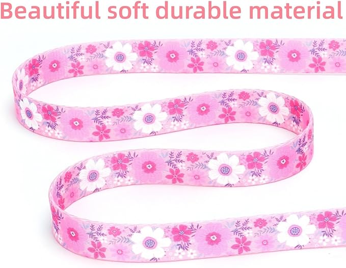 Dog Collar with Leash Airtag Holder Case Set - Dog Collars for Male Female Boy Girl Puppy X-Small Small Medium Large Dogs Walking Running Training - Pink Daisy/L