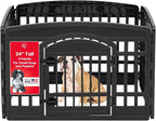 IRIS USA Dog Playpen with Door, 24” 4 Panel Pet Exercise Pen – Indoor Outdoor Puppy Play Pen, Portable Plastic Pet Fence for Small Medium Dogs, Foldable 35” x 35” x 24”, Black