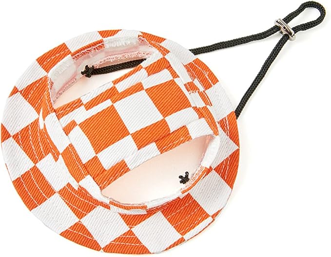 Round Brim Princess Hat Visor Hat Pet Dog Mesh Porous Sun Hat with Ear Holes for Small, Extra Small Dog Teddy, Pug, Chihuahua, Shih Tzu, Yorkshire Terriers, Papillon U-Orange L