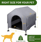 Summertrail 42" Large Dog House Outdoor Indoor with Breathable Mesh Windows-Elevated Dog Bed Cot Dog Tent Shade Shelter for Large Breeds with Canopy, Weatherproof Dog Kennel for Outside, Easy Clean