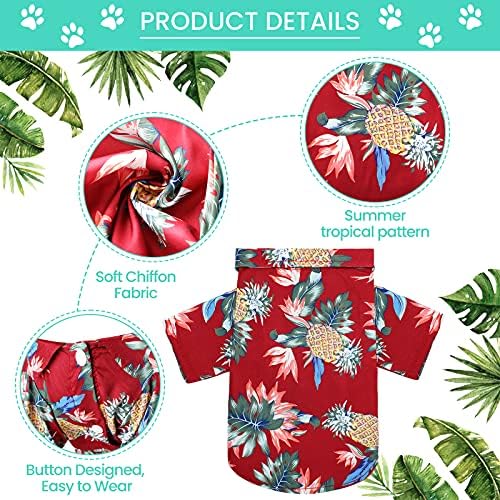 Weewooday 4 Pieces Small Pet Summer T-Shirts Hawaii Style Floral Pet Dog Shirt Breathable Cool Clothes Beach Seaside Puppy Sweatshirt for Puppy(Cute Style,X-Large)