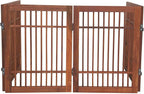 Urnporium Pet Dog Gate Freestanding, Strong Durable Folding Wooden Fence, Portable Acacia Hardwood Safety Barrier for Indoor & Outdoor Use (Brown Pet Gate, 4 Panel 24" Tall)
