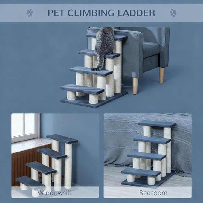 Sturdy 4-Tier Cat Tree with Soft Plush Platforms, Sisal-Wrapped Scratching Posts and Cozy Condo for Indoor Feline Play and Rest