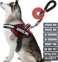 Service Dog Vest Harness and Leash Set, Animire in Training Dog Harness with 10 Dog Patches, Reflective Dog Leash with Soft Padded Handle for Small, Medium, Large, and Extra-Large Dogs (RED,XL)