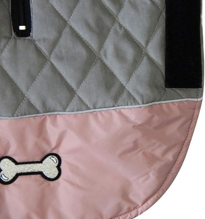 Reversible Dog Coats for Small Dogs Waterproof Warm Puppy Jacket for Cold Winter,Pink and Grey S