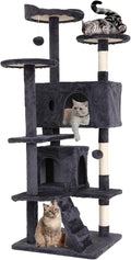 Cat Tree for Indoor Cats Cat Condo Cat Tower with Scratching Post Cat Tease Ball Perches Platform for Small and Medium Cats 54 Inch Multi-Level, Light Gray