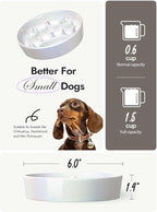 LE TAUCI Ceramic Slow Feeder Dog Bowls Small Breed, 0.6 Cups Dog Food Dish for Fast Eaters, Puzzle Bowl for Small Dogs and Cats,Crown Silver
