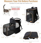 Lekereise Cat Backpack Carrier for Small Dogs and Medium Cat Puppy Kitten Bunny Pet Carrier Backpack Collapsible with Fully Ventilated Mesh with Safety Leash(Black)
