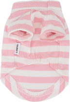 LOPHIPETS 100% Breathable Cotton Striped Dog Tee Shirt T-Shirt for Small Dogs Teacup Chihuahua Yorkie Puppy Clothes -Pink and White Strips/XS