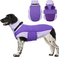 BRKURLEG Dog Coat, Turtleneck Winter Jacket with Harness for Small Medium and Large Dogs, Windproof Reflective Warm Fleece Dogs Snowsuit with Hook & Loop, Dog Coats for Cold Weather, Purple XXXL
