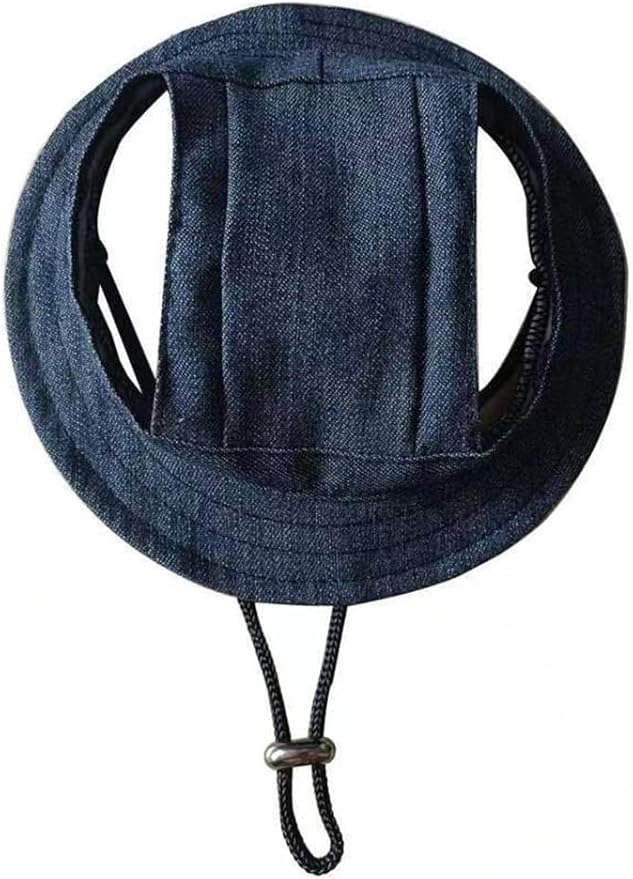 Round Brim Princess Hat Visor Hat Pet Dog Mesh Porous Sun Hat with Ear Holes for, Extra Dog Teddy, Pug, Chihuahua, Shih Tzu, Yorkshire Terriers, Papillon Z-2-jeans Blue Large