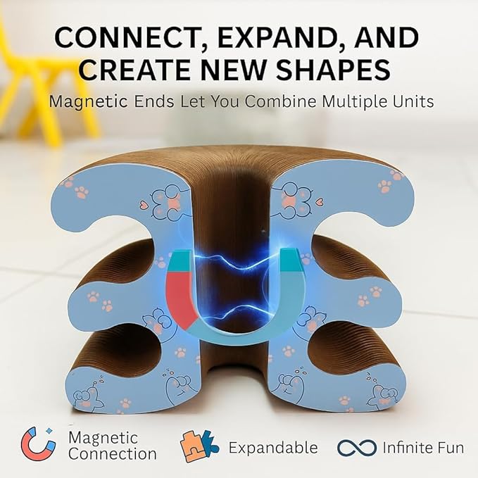 Interactive Cat Toy, Kitty Curls Cat Scratcher, Twisty Paws Cat Scratching Post, Kitty Kurls Magic Organ Cat Scratch Pad with Ball Toy for Indoor Cats, for Kitty kurlz Modern Cat Scratching Board