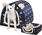 Dog Bed,2 Ways to Use,Indoor Pet House with Fluffy Mat,Removable and Washable Cover,Splash-Proof House and Non-Slip Bottom,for Large Dogs(XL Star)