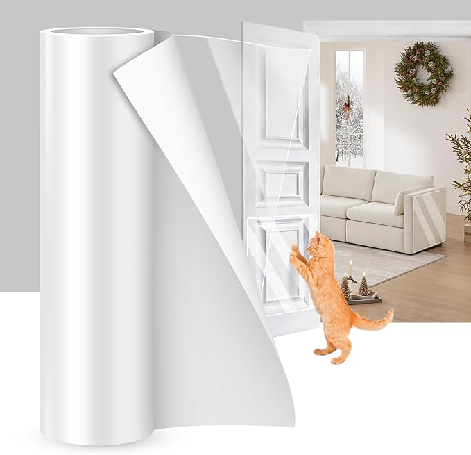 Cat Couch Protector, Transparent Anti Scratch Furniture Protector, Self-Adhesive & Waterproof Tape, Shields Couches, Sofas, Chairs from Cat Claws & Damage(200in x 16in)