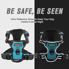BARKBAY No Pull Dog Harness Front Clip Heavy Duty Reflective Easy Control Handle for Large Dog Walking(Blue,XL)
